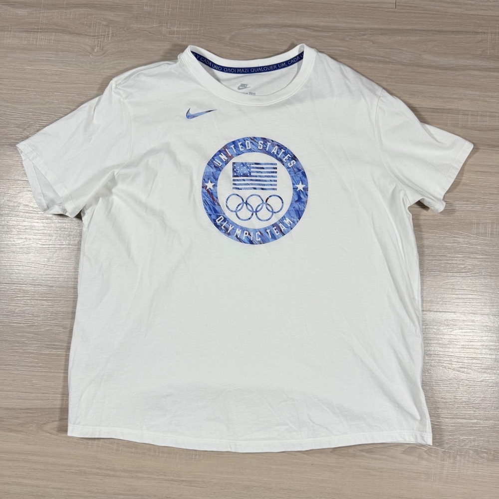 Nike Womens United States Olympic Team White Graphic T-Shirt Size 2XL‎